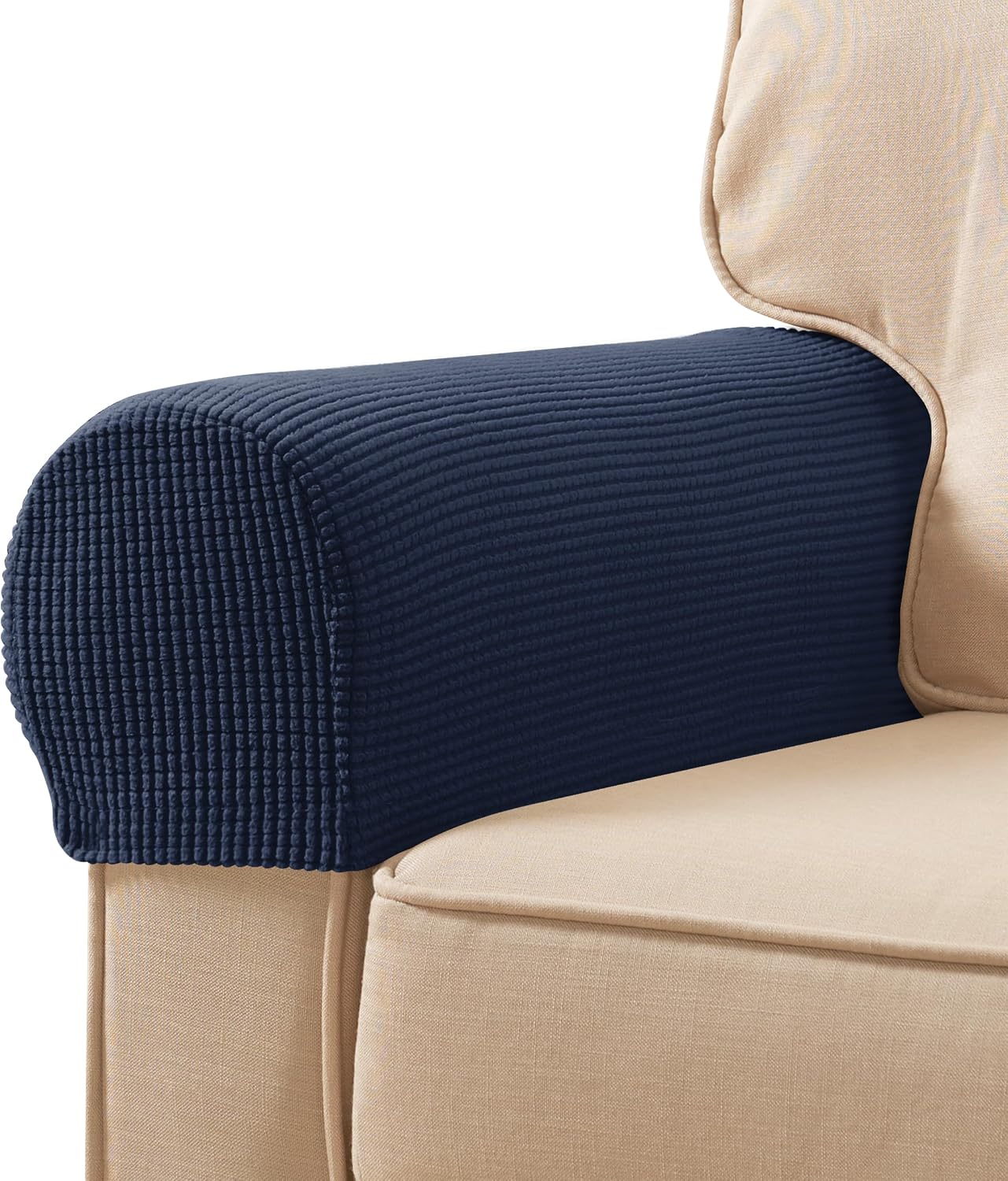 Ivory Checkered Sofa Arm Covers - Set of 2