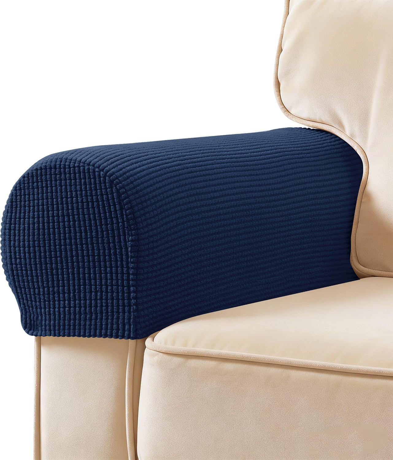 Ivory Checkered Sofa Arm Covers - Set of 2