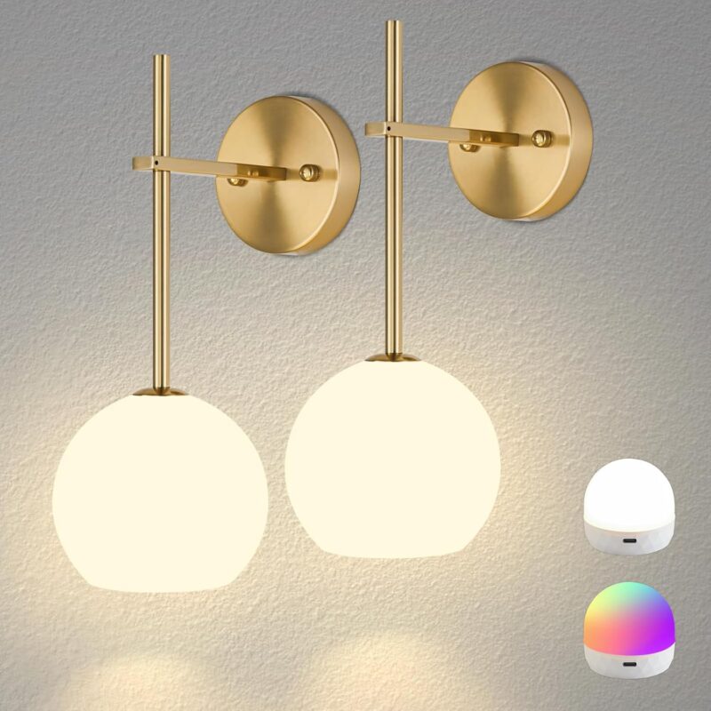 Gold Wireless Wall Sconce - 2-Piece Set