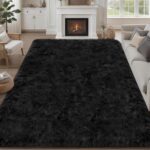Black Fluffy Shag Area Rug 8x10