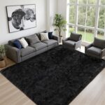 Black Fluffy Shag Area Rug 8x10