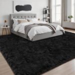 Black Fluffy Shag Area Rug 8x10