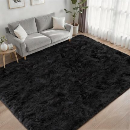 Black Fluffy Shag Rug
