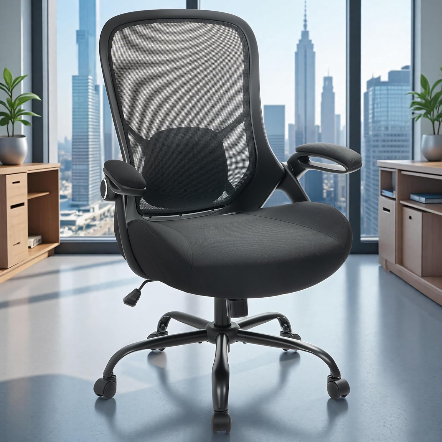 Padded Black Mesh Office Chair