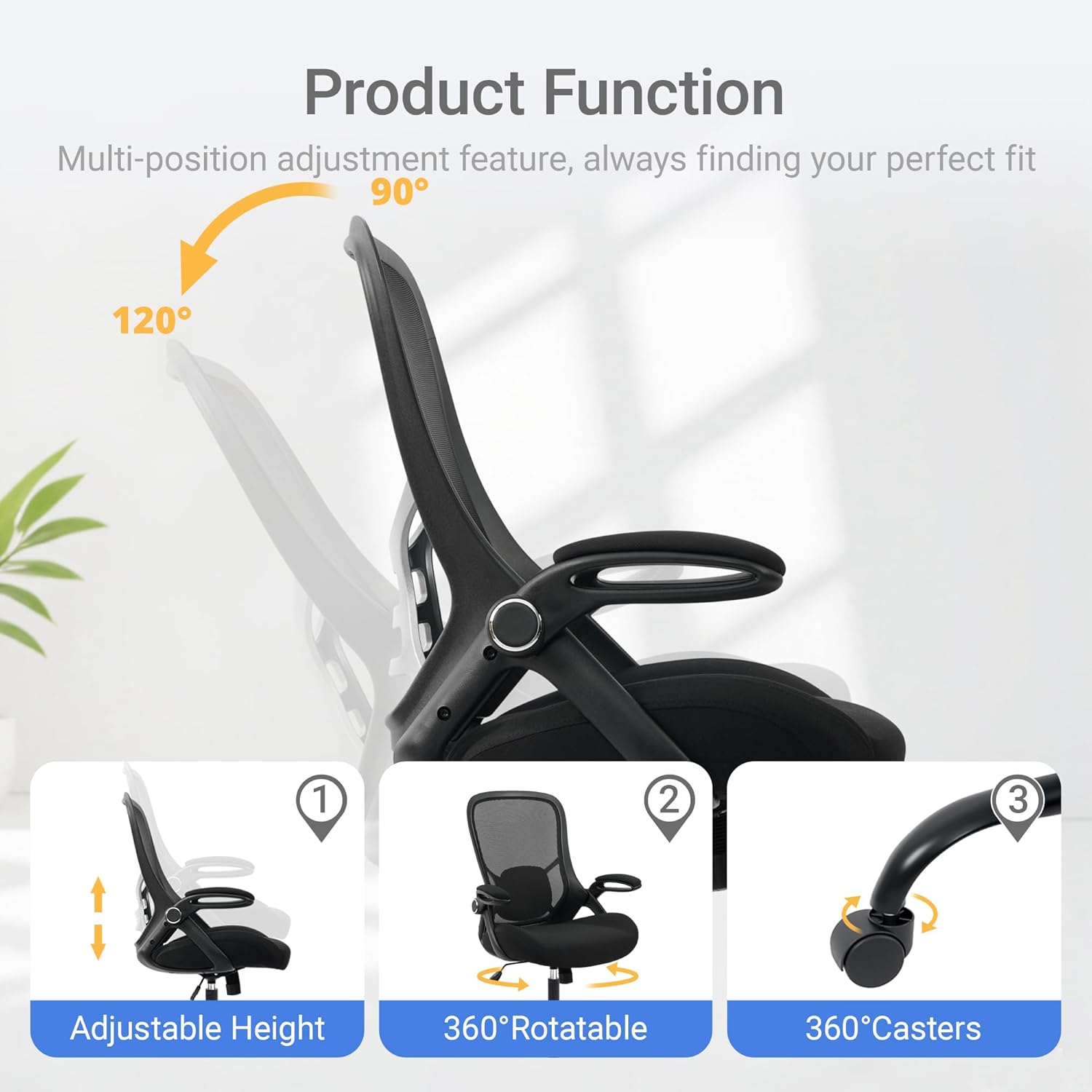 Padded Black Mesh Office Chair