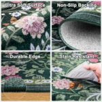 Dark Green Floral Area Rug