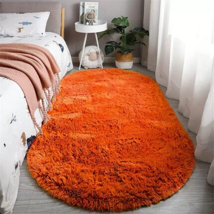 Orange Oval Shag Rug