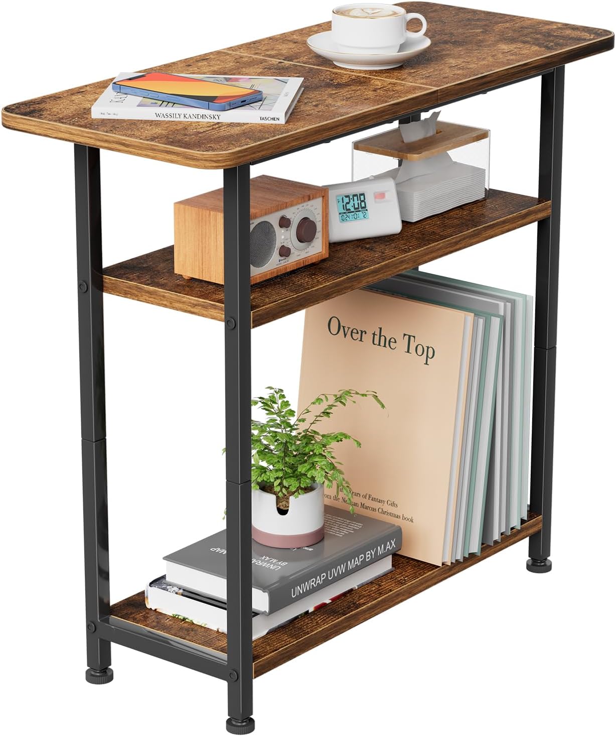 rustic brown C-shaped end tables
