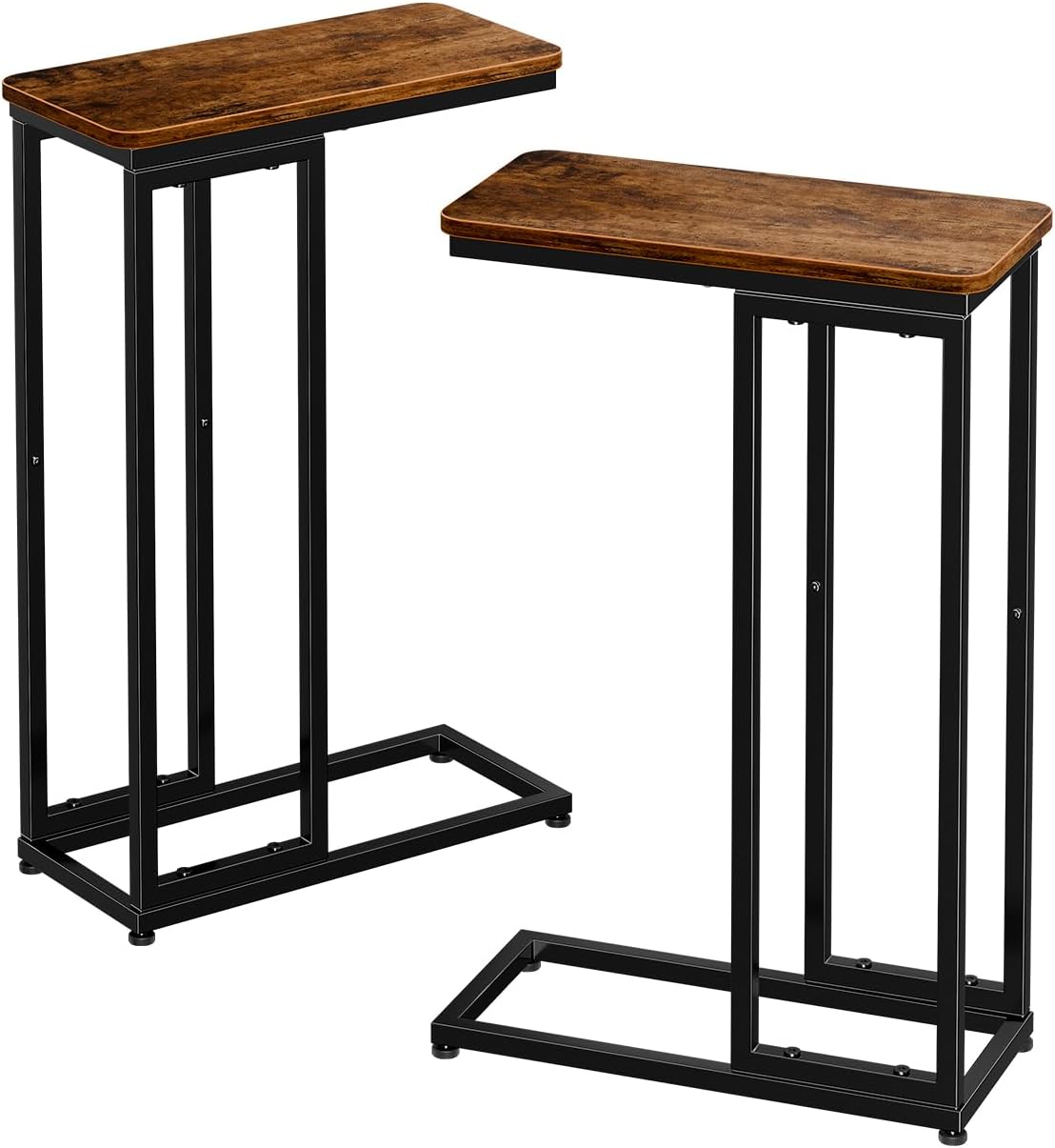 rustic brown C-shaped end tables