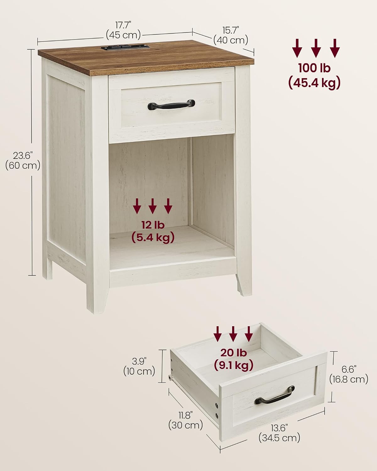 Rustic White Nightstand Set