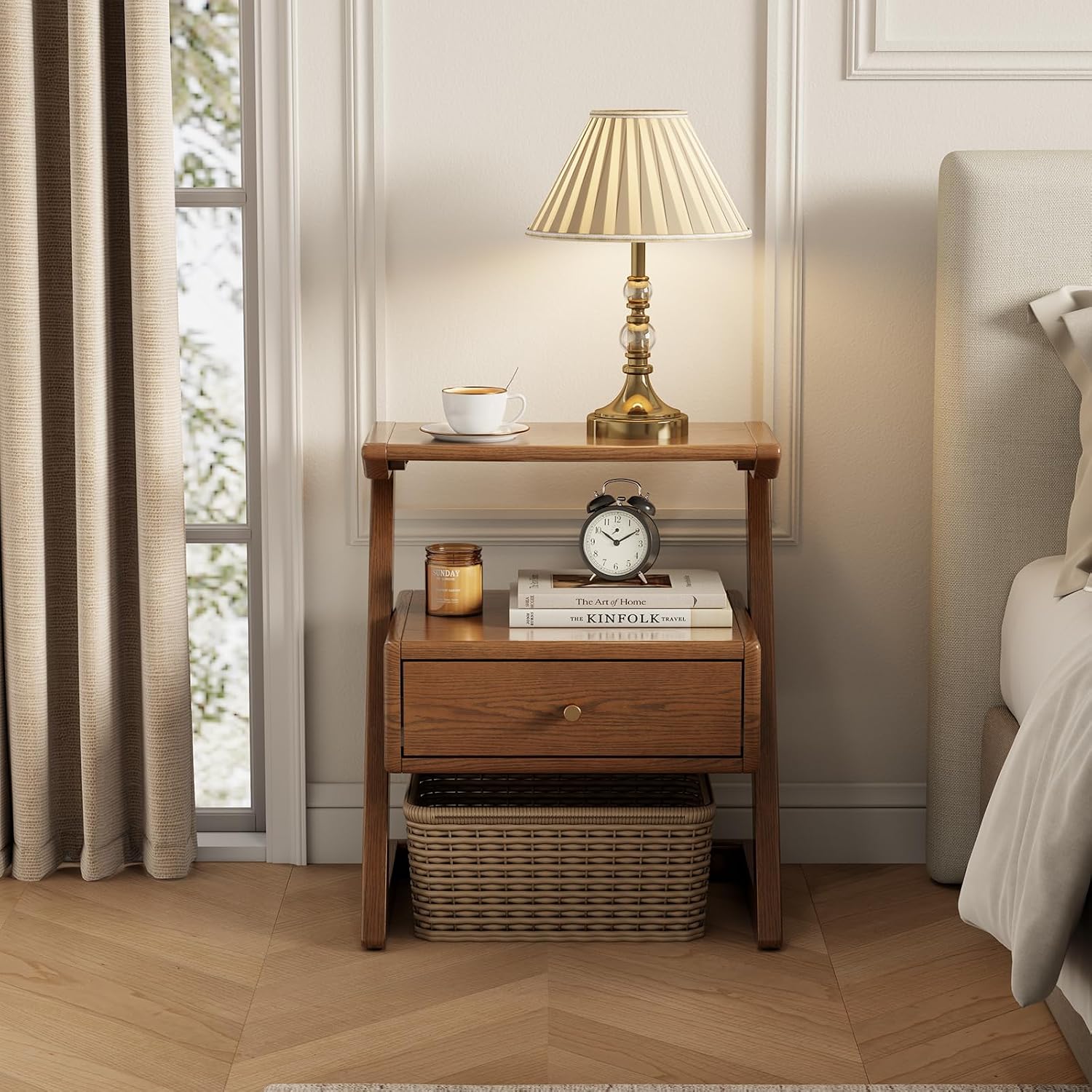 Solid Wood Mid-Century Nightstand Set