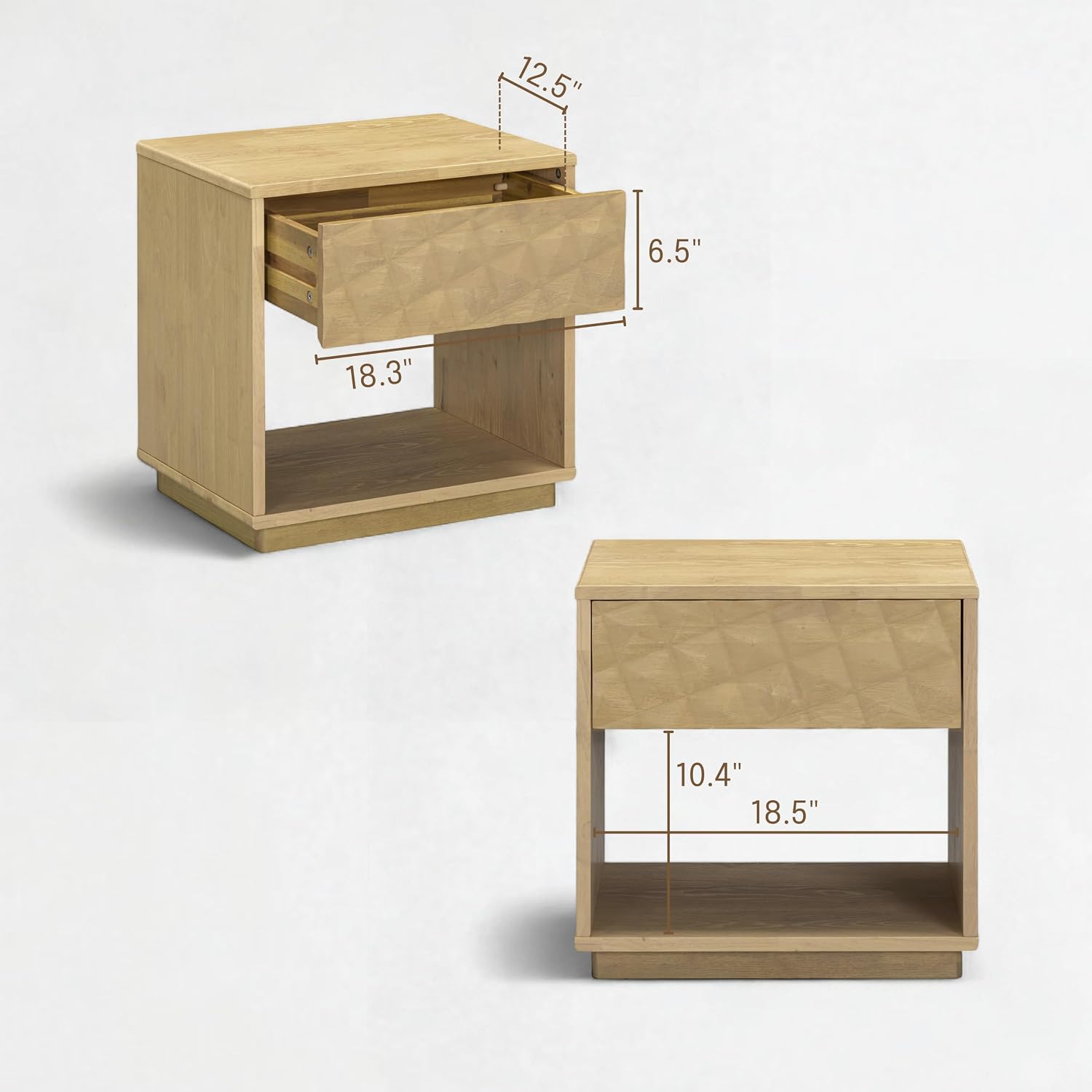 Solid Wood Nightstand Sand