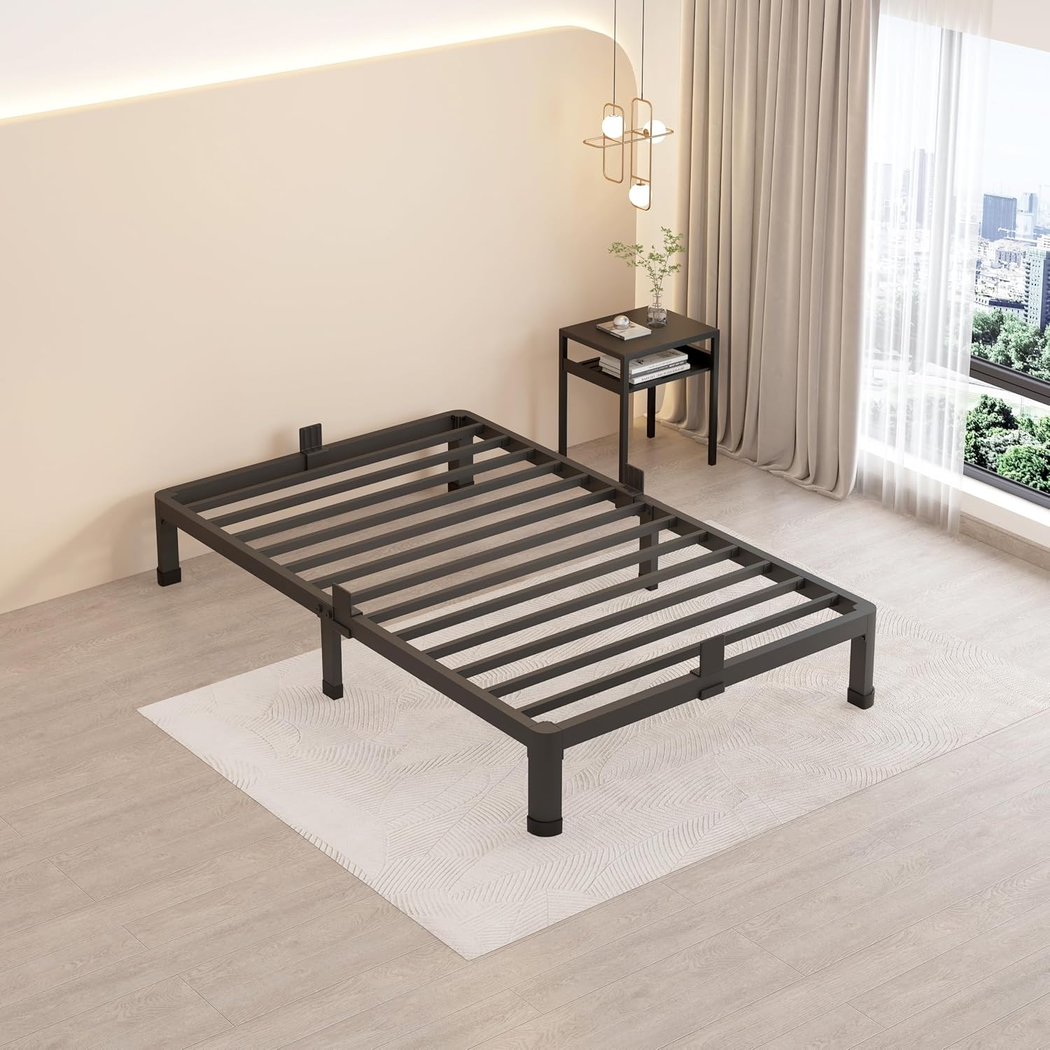 Twin Metal Bed Frame with Rounded Corners