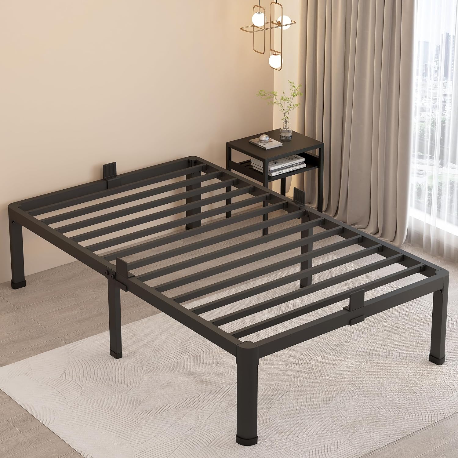 Twin Metal Bed Frame with Rounded Corners