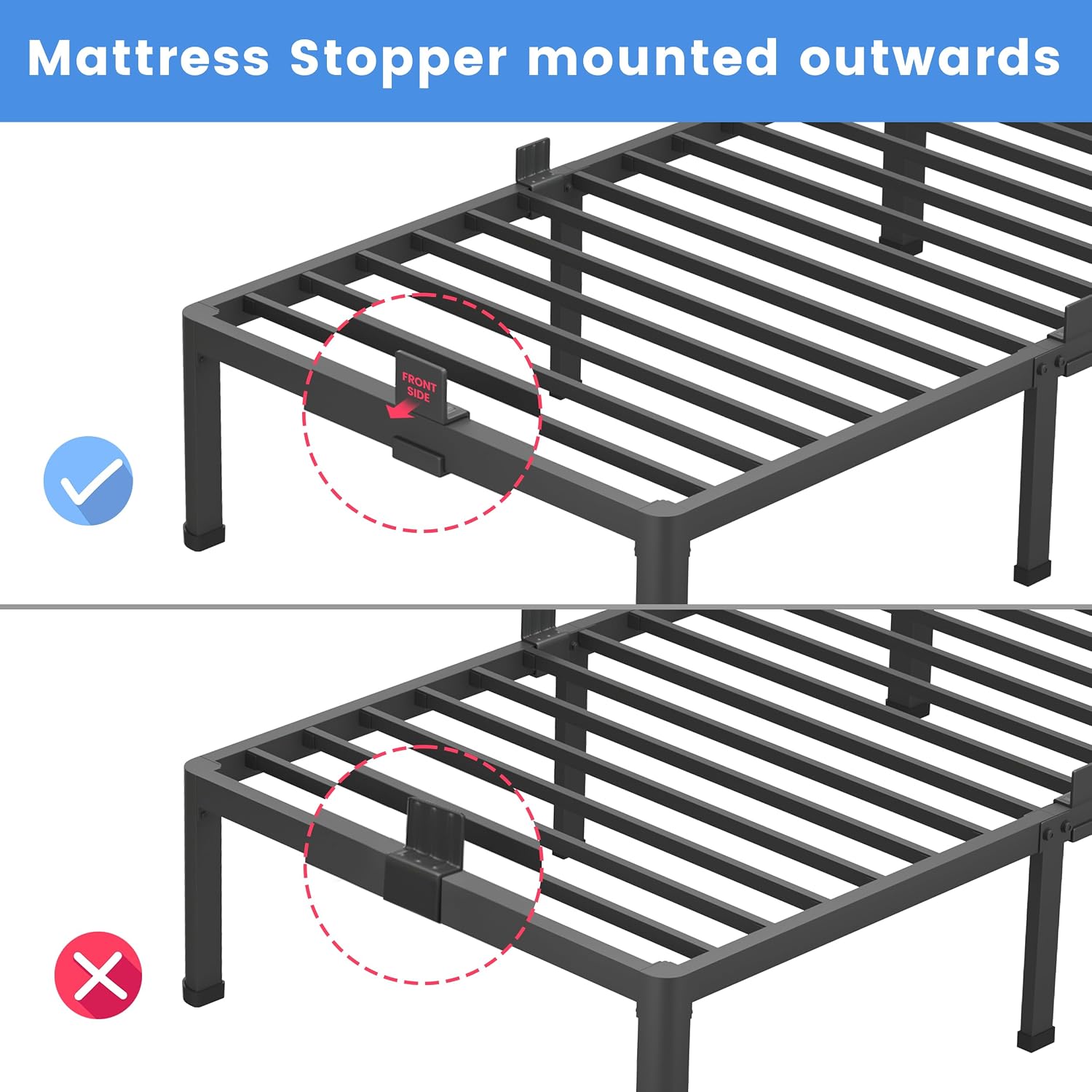 Twin Metal Bed Frame with Rounded Corners