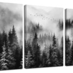 Foggy Forest Canvas Wall Art - 3-Piece