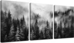 Foggy Forest Canvas Wall Art - 3-Piece