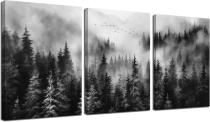 Foggy Forest Canvas Wall Art - 3-Piece