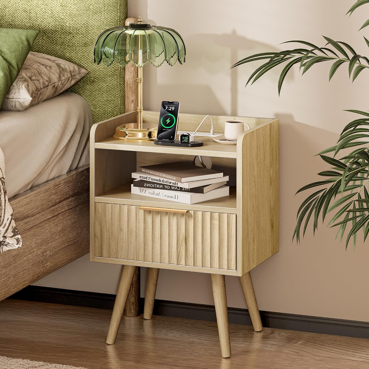 Walnut Fluted Nightstand Set