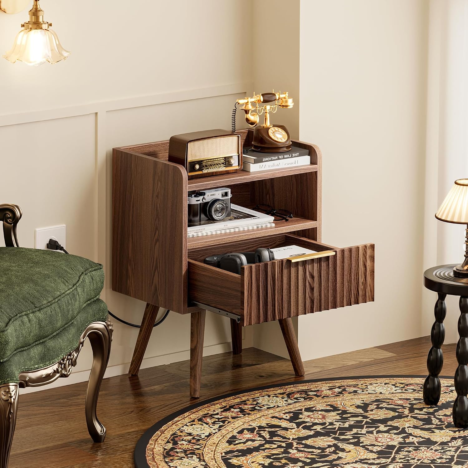 Walnut Fluted Nightstand Set