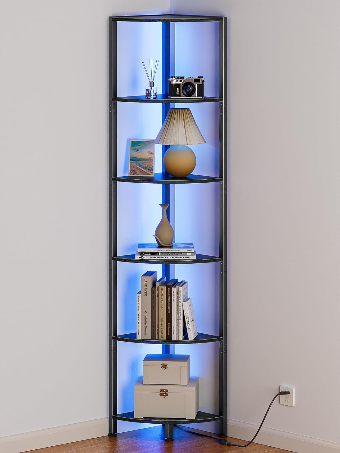 white corner shelf LED