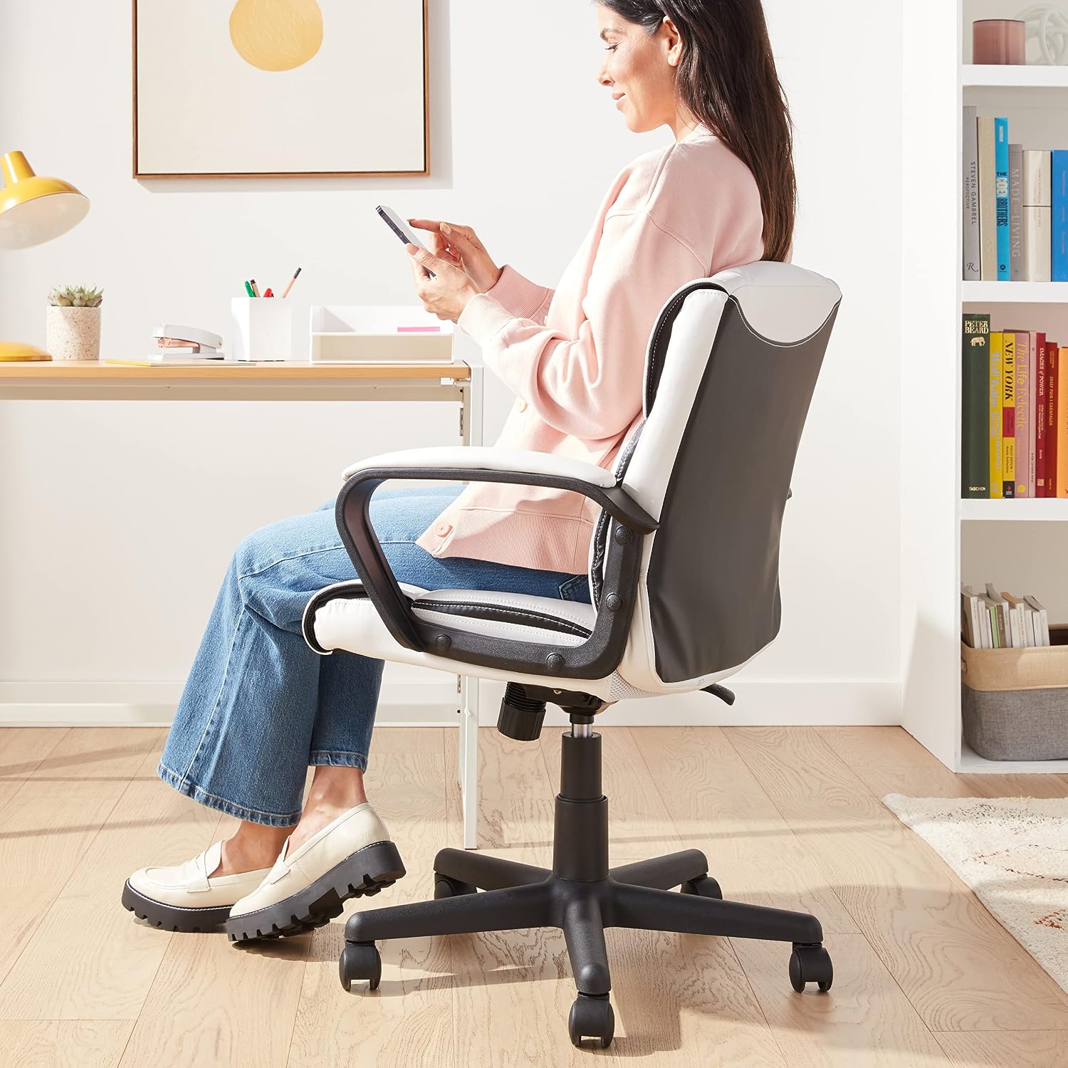 White Faux Leather Office Chair