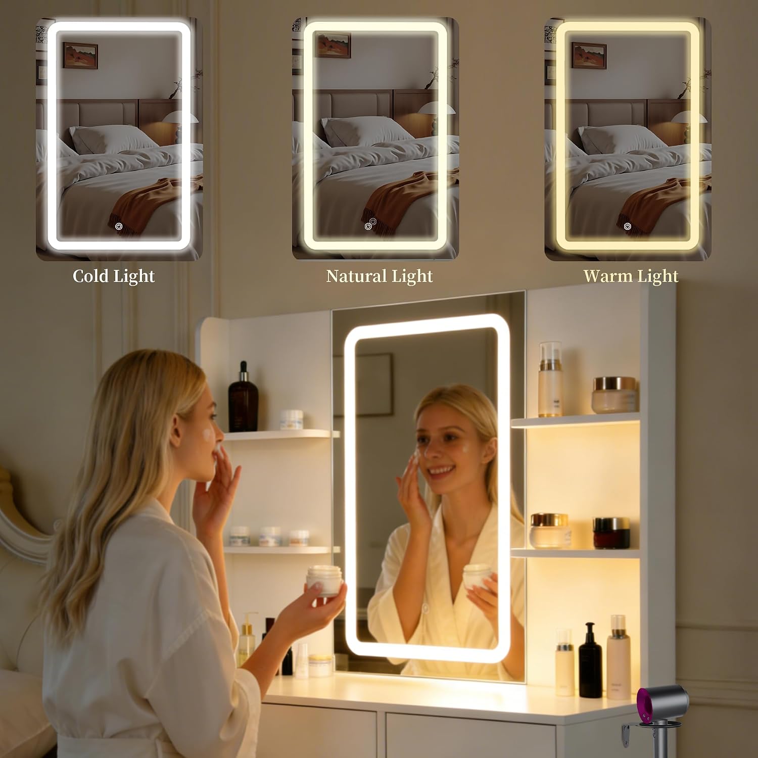 white LED vanity table