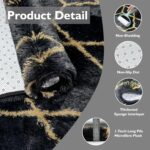 Black Gold Geometric Shag Rug